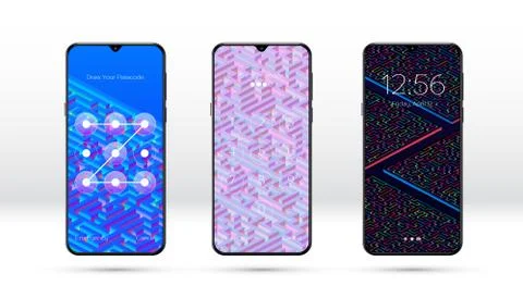 Smartphone lock screen background with abstract maze or labyrinth pattern and Stock Illustration