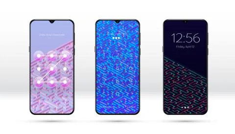 Smartphone lock screen background with abstract maze or labyrinth pattern and イラスト素材