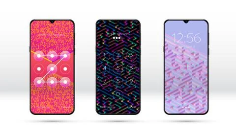 Smartphone lock screen background with abstract maze or labyrinth pattern and Illustrazione stock