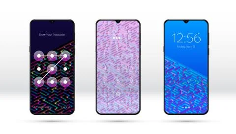 Smartphone lock screen background with abstract maze or labyrinth pattern and イラスト素材