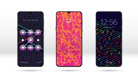 Smartphone lock screen background with abstract maze or labyrinth pattern and Stock Illustration