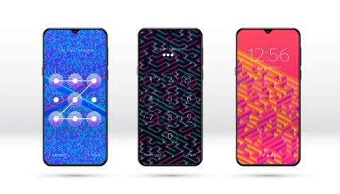 Smartphone lock screen background with abstract maze or labyrinth pattern and 库存插图