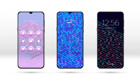 Smartphone lock screen background with abstract maze or labyrinth pattern and Stock Illustration