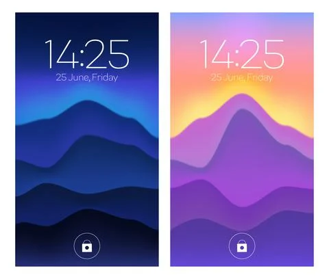 Smartphone lock screen, mobile phone onboard pages Stock Illustration
