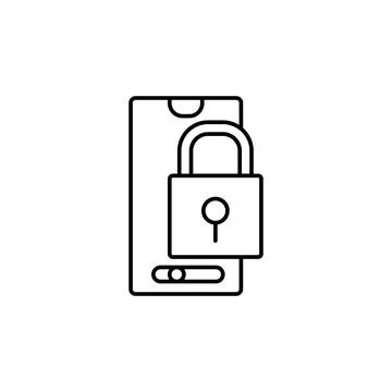 Smartphone lock security icon. Simple line, outline vector of phone application Stock Illustration