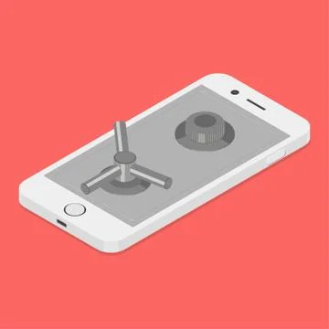 Smartphone locked on safe door. Stock Illustration