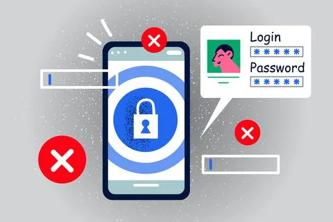 Smartphone log in and password on screen Stock Illustration