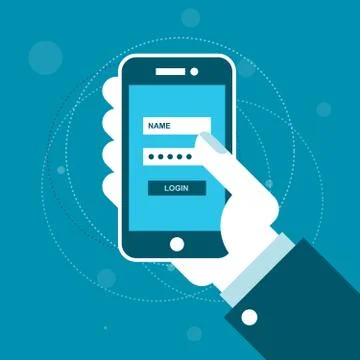 Smartphone with login form on screen in hand Stock Illustration