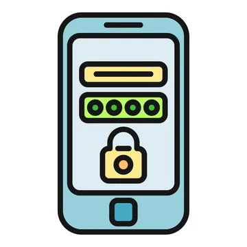 Smartphone login screen showing password and security padlock Stock Illustration