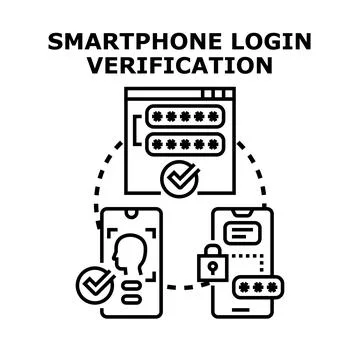 Smartphone login verification process with biometric security Stock Illustration