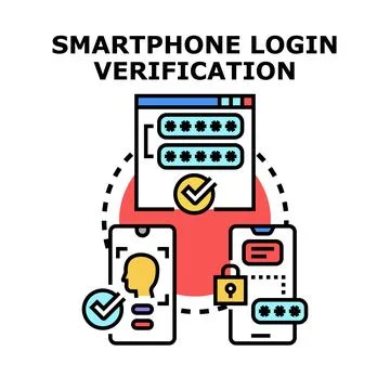 Smartphone login verification process with biometric security Stock Illustration