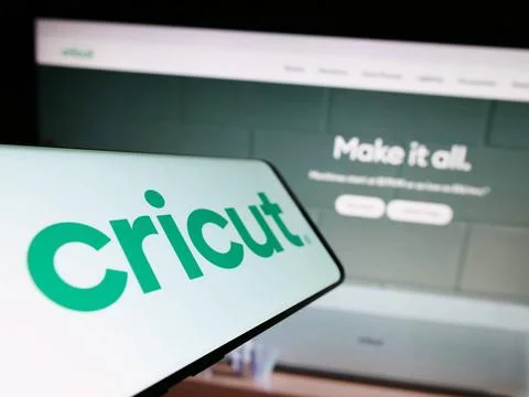 Smartphone with logo of American cutting plotter company Cricut Inc. on sc... Stock Photos