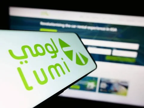  Smartphone with logo of Saudi Arabian car rental company Lumi on screen i... Stock Photos
