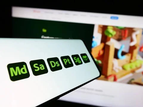  Smartphone with logo of software product Adobe Substance 3D on screen in ... Stock Photos