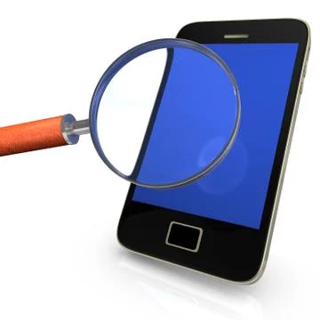 Smartphone with loupe Illustrazione stock