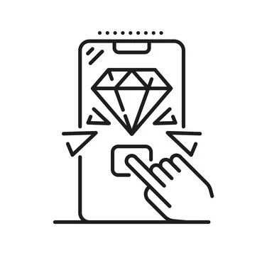 Smartphone loyalty program icon showing diamond Illustrazione stock