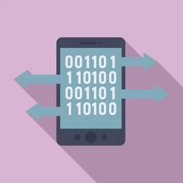 Smartphone machine learning icon, flat style Stock Illustration