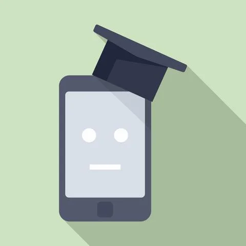 Smartphone machine learning icon, flat style イラスト素材