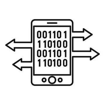 Smartphone machine learning icon, outline style Illustrazione stock