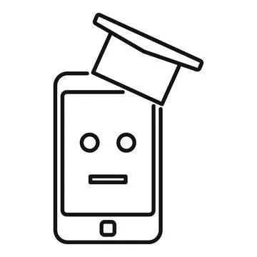 Smartphone machine learning icon, outline style イラスト素材