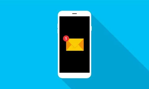 Smartphone with mail notification on screen Stock Illustration