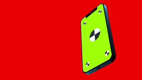 The smartphone makes a turn. no background with green screen for tracking and Stock Footage 145316053
