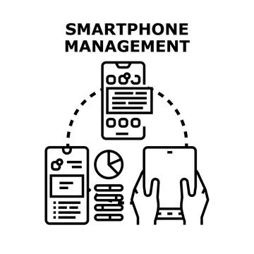 Smartphone management concept for analyzing mobile data and strategy Stock Illustration