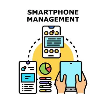 Smartphone management concept for analyzing mobile data and strategy Stock Illustration