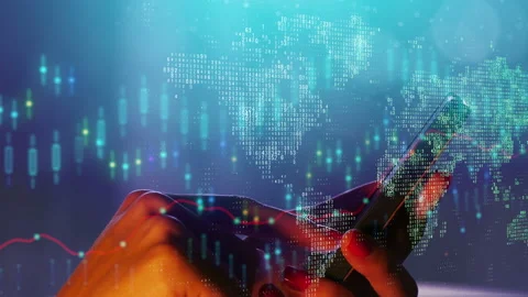 Smartphone with map and forex Stock Footage 99702438