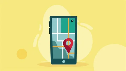 Smartphone with map and location pin showing gps navigation and tracking on.. Stock Footage 333290323