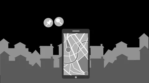 Smartphone with a map app showing streets animation Stock Footage 335114049