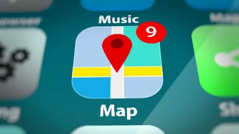 Smartphone with Map Application Notifications  on Smart Phone Screen Stock Footage 118998519