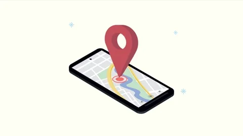Smartphone map application showing pinpoint location and gps navigation fin.. Stock Footage 333607289