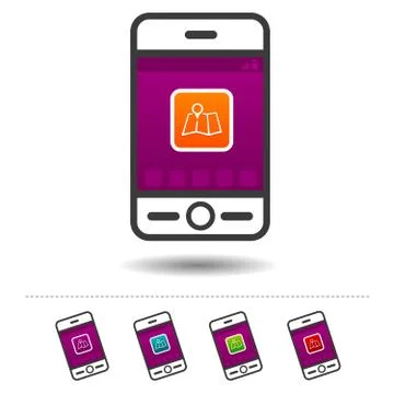 Smartphone with map icon. Illustrazione stock
