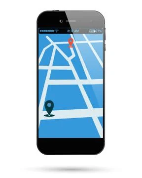 Smartphone map location Stock Illustration