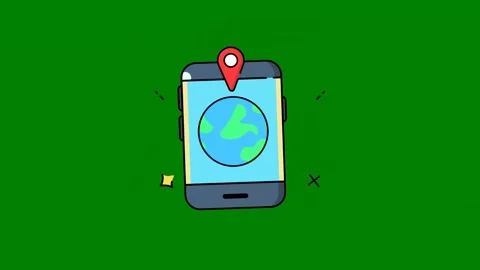 Smartphone map the screen phone pin ancell green screen animated chromakey Stock Footage 314067426