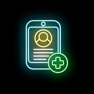 Smartphone medical app with user profile and health symbol Stock Illustration