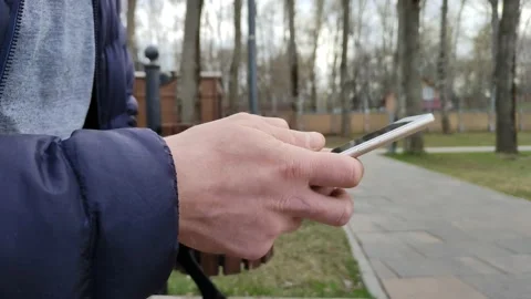 The smartphone is in men's hands Stock Footage 193021343