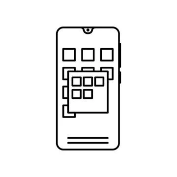Smartphone menu icon. Simple line, outline vector of touch phone icons for ui Stock Illustration