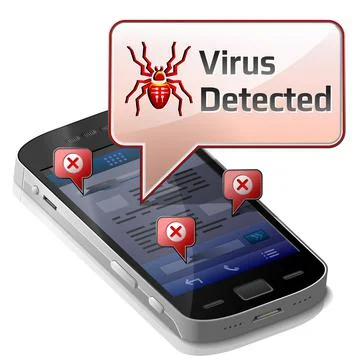 Smartphone with message bubble about computer virus Stock Illustration