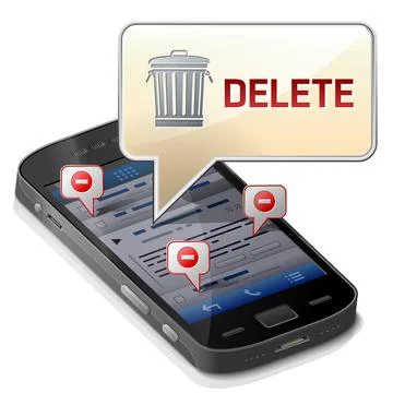 Smartphone with message bubble about data delete Stock Illustration