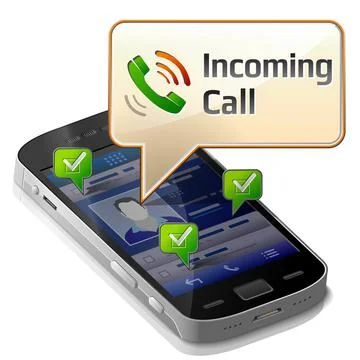 Smartphone with message bubble about incoming call Illustrazione stock