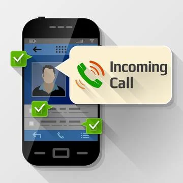 Smartphone with message bubble about incoming call Stock Illustration