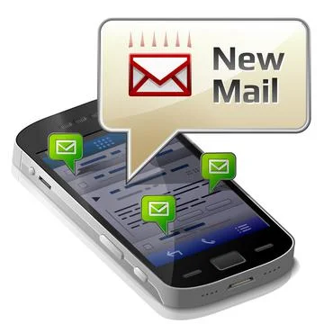 Smartphone with message bubble about new mail Stock Illustration