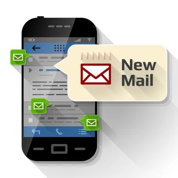 Smartphone with message bubble about new mail Stock Illustration