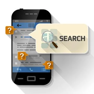 Smartphone with message bubble about search Stock Illustration
