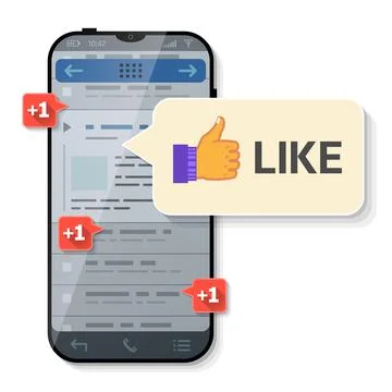 Smartphone with message bubble about thumb up (like) Stock Illustration