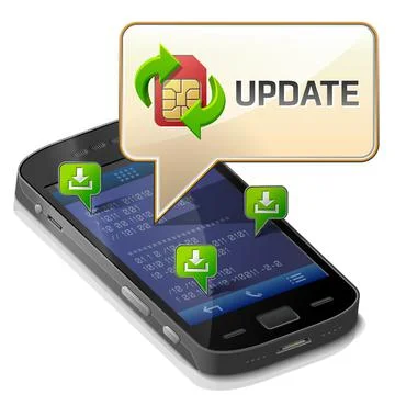 Smartphone with message bubble about update Stock Illustration