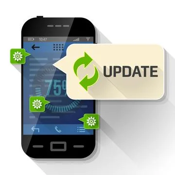 Smartphone with message bubble about update Stock Illustration