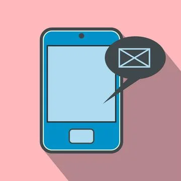 Smartphone with message bubble flat icon Stock Illustration